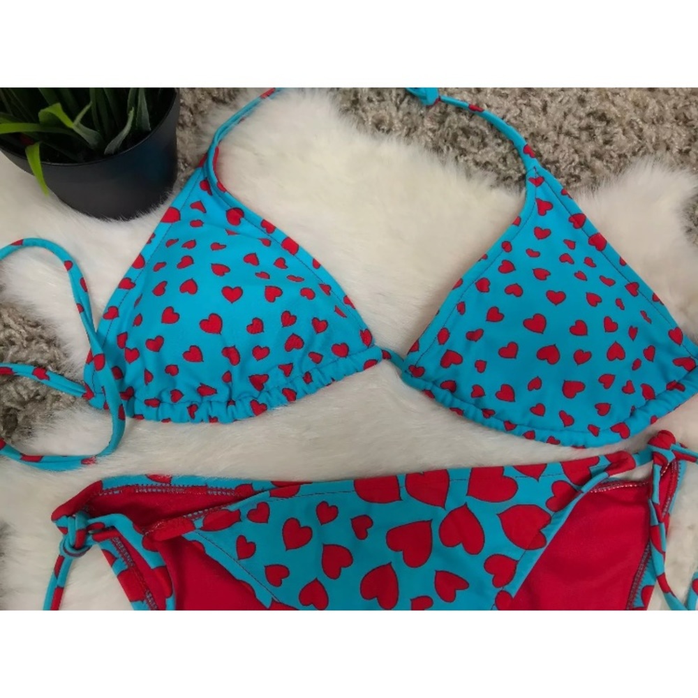 Bathing Suit 2 Pieces Tied Sides Halter Sz S - Picture 2 of 5
